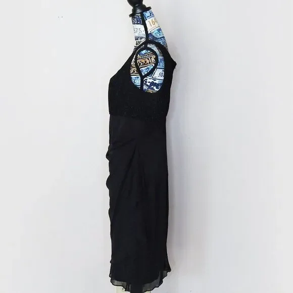 ALEX EVENINGS Sleeveless Chiffon Dress Empire Waist Layered Ruching  Sparkles 16